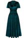 1930s Velvet Solid Short Sleeve Maxi Dress