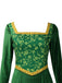 Green 1930s Shrek Medieval Style Embroidered Dress
