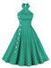 Green 1950s Polka Dot Halter Dress