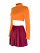 2PCS Orange & Red 1960s Velma Top & Skirt