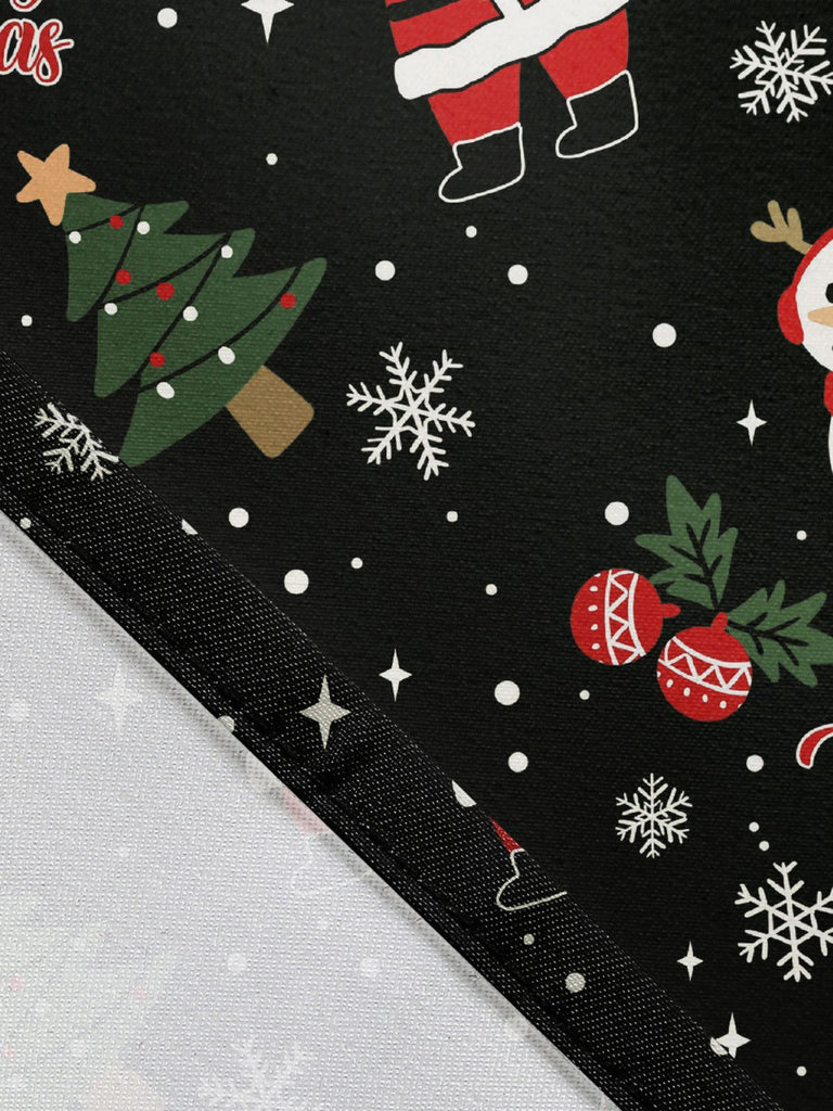 Black 1950s Christmas Print Lace-Up Dress