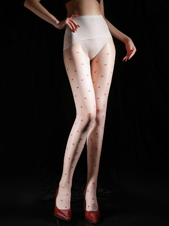 Vintage Heart Dots High-Waisted Pantyhose