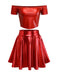 2PCS Metallic 1970 Disco Off-Shoulder Top & Pleated Skirt