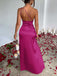 1960s One Shoulder Ruched Slit Satin Dress