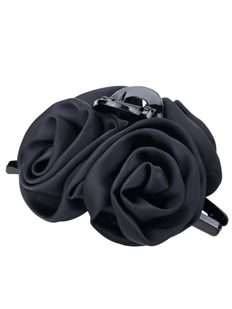 Valentine's Day 3D Floral Rose Satin Hair Claw Clip