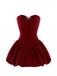 Wine Red 1980s Strapless Sequin Bow Mini Dress