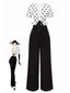 [Pre-Sale] 2PCS 1950s Deep V-Neck Polka Dots Top & Straight-Leg Pants