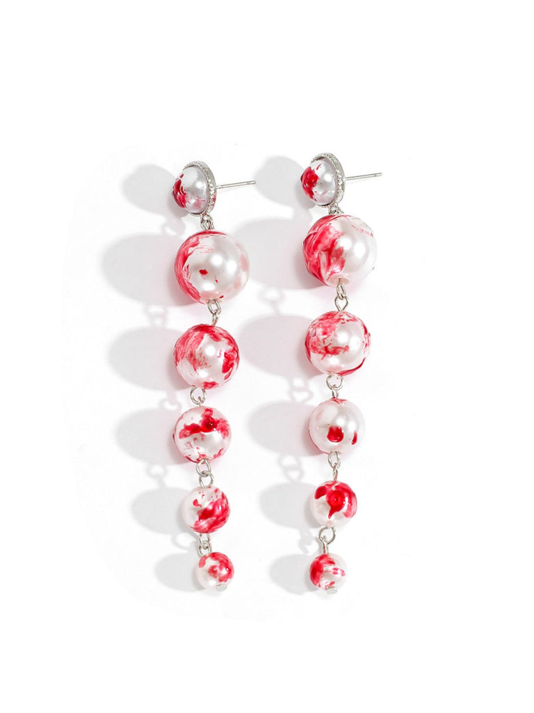 Gothic Blood Pearl Tassel Earrings