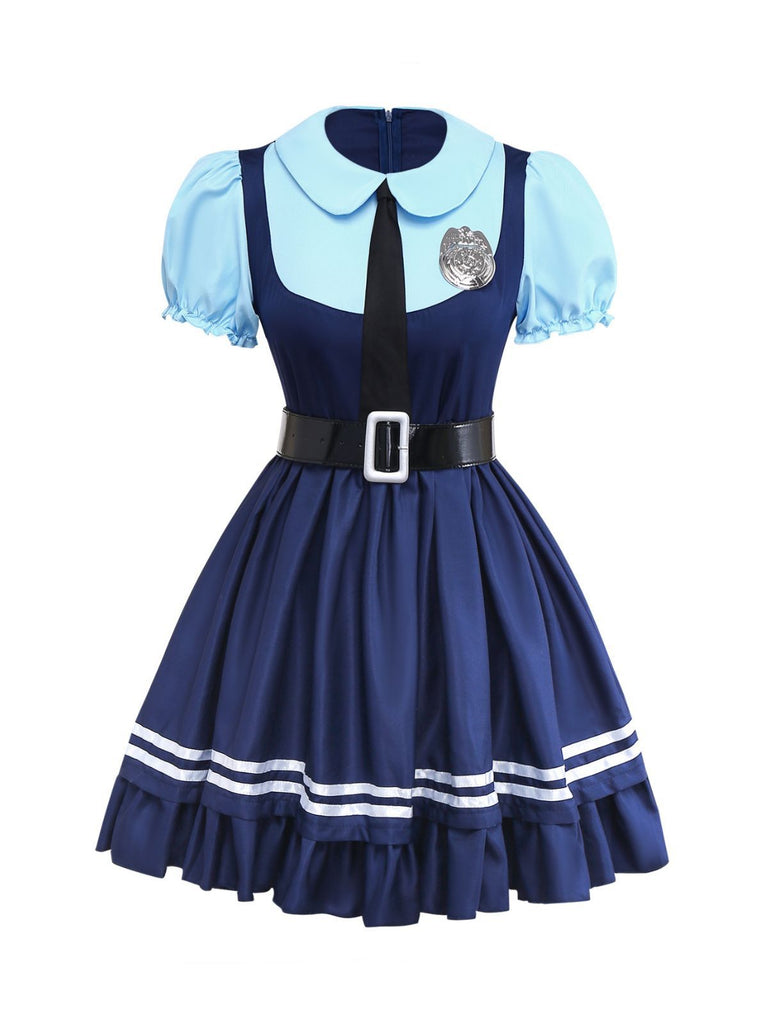 1960s Bunny Officer Mock Two-Piece Shirt Dress Set