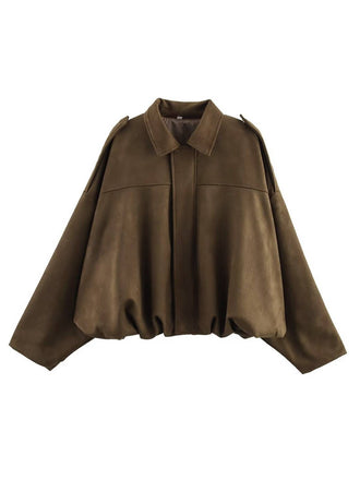 1980s Lapel Oversized Suede Jacket