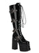 Black Star Button Gothic Platform High Heels Boots
