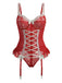 Red 1960s Lace Bow Corset Lingerie With Stocking