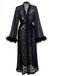 2PCS Black 1940s Lace Sheer Sleepwear Set