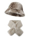 Plush Deer-Print Bucket Hat & Scarf Set