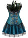 2PCS 1930s Peacock Feather Embroidered Corset & Mesh Pleated Skirt
