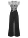 [US Warehouse] Black 1930s Mesh Bow-knot Patchwork Jumpsuit