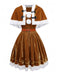 2PCS Brown 1940s Christmas Moose Cape & Velvet Dress