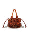 Metallic Beaded Drawstring Mini Bucket Bag
