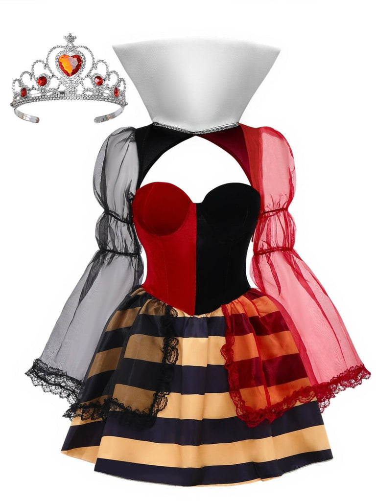 1950s Queen Of Hearts Inspired Halloween Dress With Crown