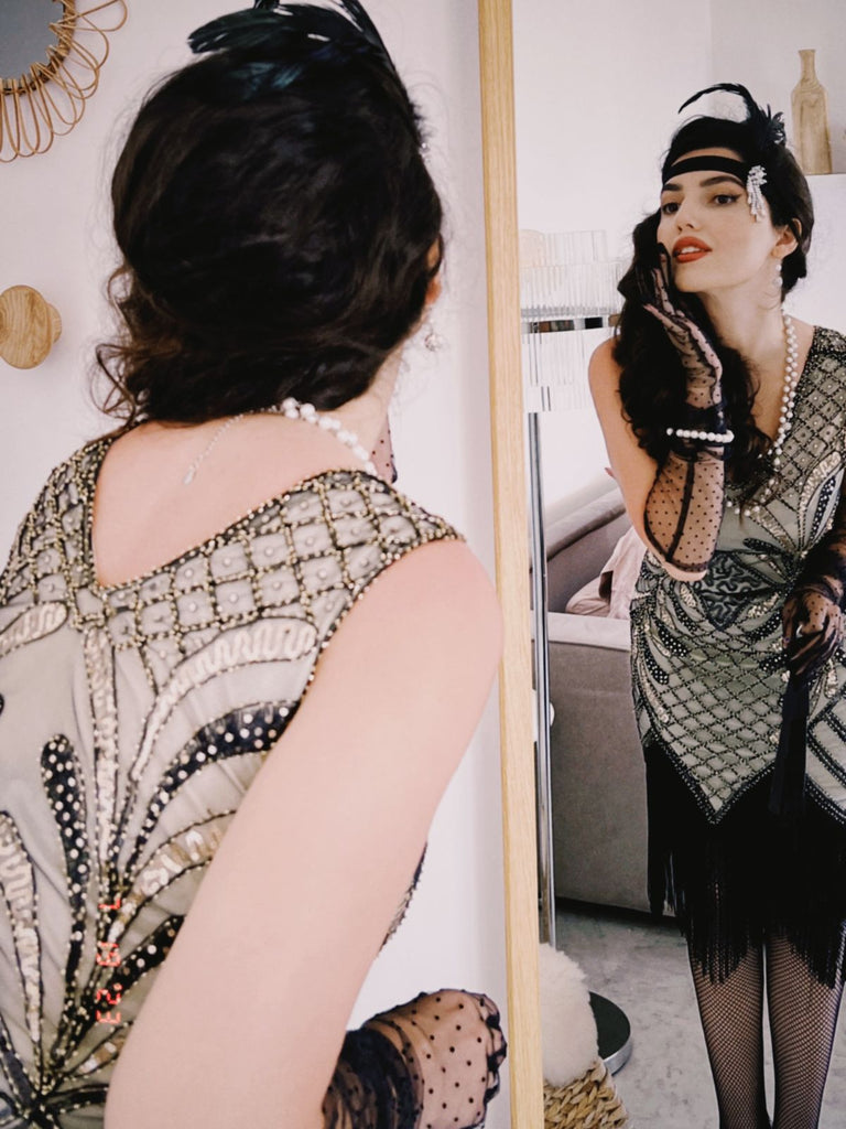 1920s Sequin Fringed Flapper Dress
