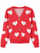 1950s Valentine's Day Heart Print Knit Cardigan