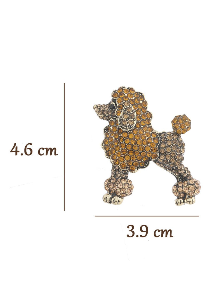 Vintage Alloy Rhinestone Poodle Brooch