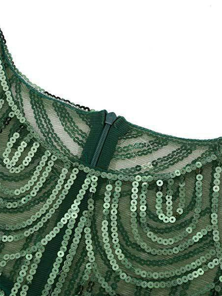 1920s Sequin Beads Fringed Evening Dress