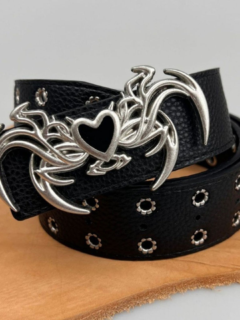 Vintage Heart Wings Grommet Buckle Punk Belt