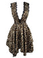 1940s Lace Trim Leopard Print Satin Deep V Nightgown