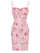 Pink 1960s Spaghetti Strap Roses Nightgown