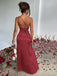 1960s One Shoulder Ruched Slit Satin Dress