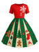[Pre-Sale] [Plus Size] Red & Green 1950s Christmas Snowflake Swing Dress
