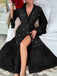 Black 1970s Sheer Glitter Mesh Belted Robes