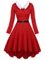 [Plus Size] Red 1950s Furry Solid Swing Dress