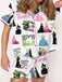 2PCS 1940s Witch Cartoon Print Button Pajama Set