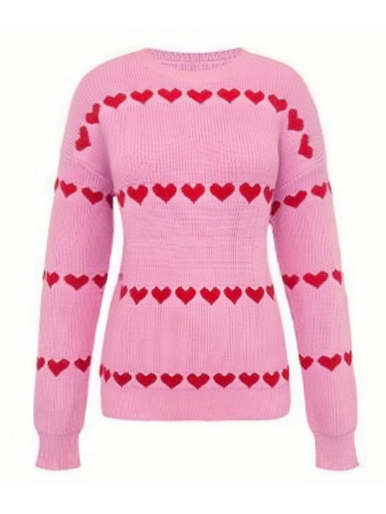 1940s Valentine's Day Heart Knitted Sweater