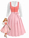 Pink 1950s Velvet Sweetheart Neck Dress & Apron & Lace Top