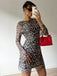 1980s Leopard Sheer Long-Sleeve Backless Dress