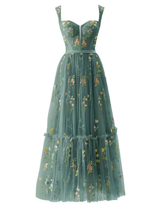 1930s Floral Mesh Boned Lace-Up Dress