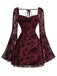 Black 1950s Lace Floral Bishop Sleeves Dress
