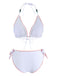 White 1970s Cherry Print Tie-Halter Bikini Set