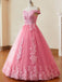 Pink 1930s Glinda Wicked Off-Shoulder Lace Mesh Ball Dress