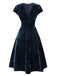 Red 1940s Deep V-Neck Pearl Velvet Dress
