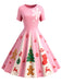 [Pre-Sale] Pink 1950s Christmas Snowflake Swing Dress