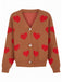 1950s Valentine's Day Heart Print Knit Cardigan