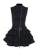 Black 1980s Steampunk Solid Zipper Belted Dress