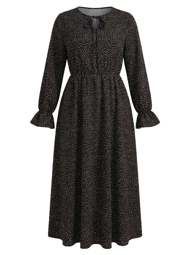 [Plus Size] Wine Red 1940s Polka Dot Midi Dress