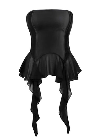 [Pre-Sale] Black 1980s Gothic Strapless Lace Corset Top