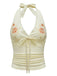 Ivory 1980s Embroidered Lace Floral Halter Top