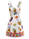 1960s Square Neck Fruit Sunflower Tie-Back Dress